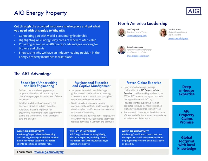 AIG Energy Property Insurance Solutions Guide