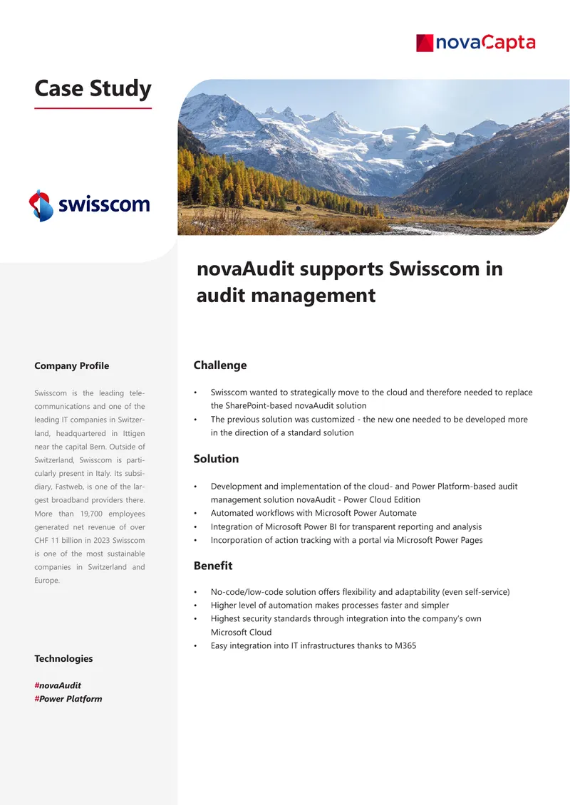 Cloud-Based Audit Management Solution for Swisscom