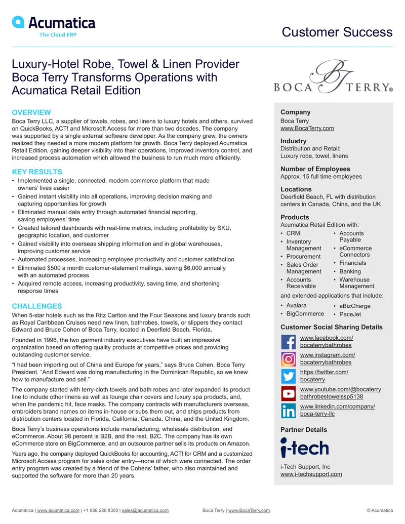 Boca Terry Operations Transformation with Acumatica preview page 1