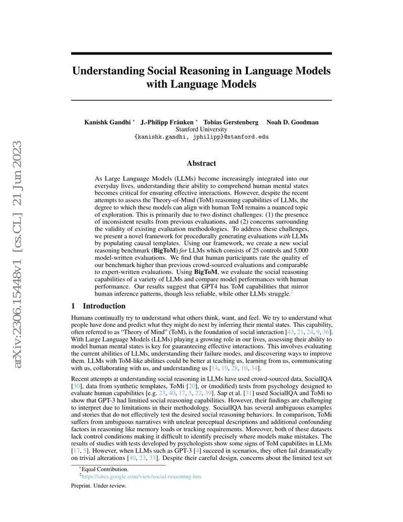 Framework for Evaluating Theory-of-Mind in Language Models