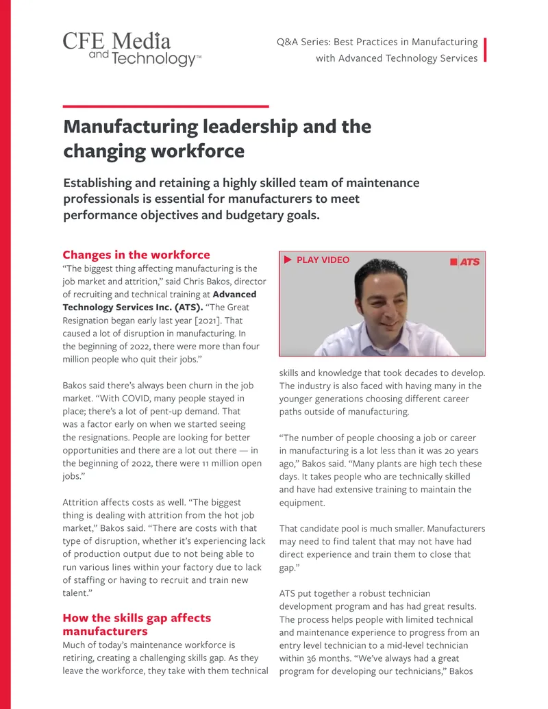 Workforce Changes and Skills Gap in Manufacturing
