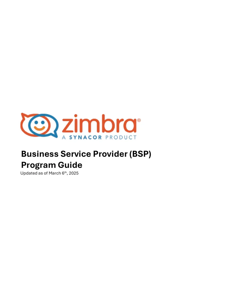 Zimbra Business Service Provider Program Guide