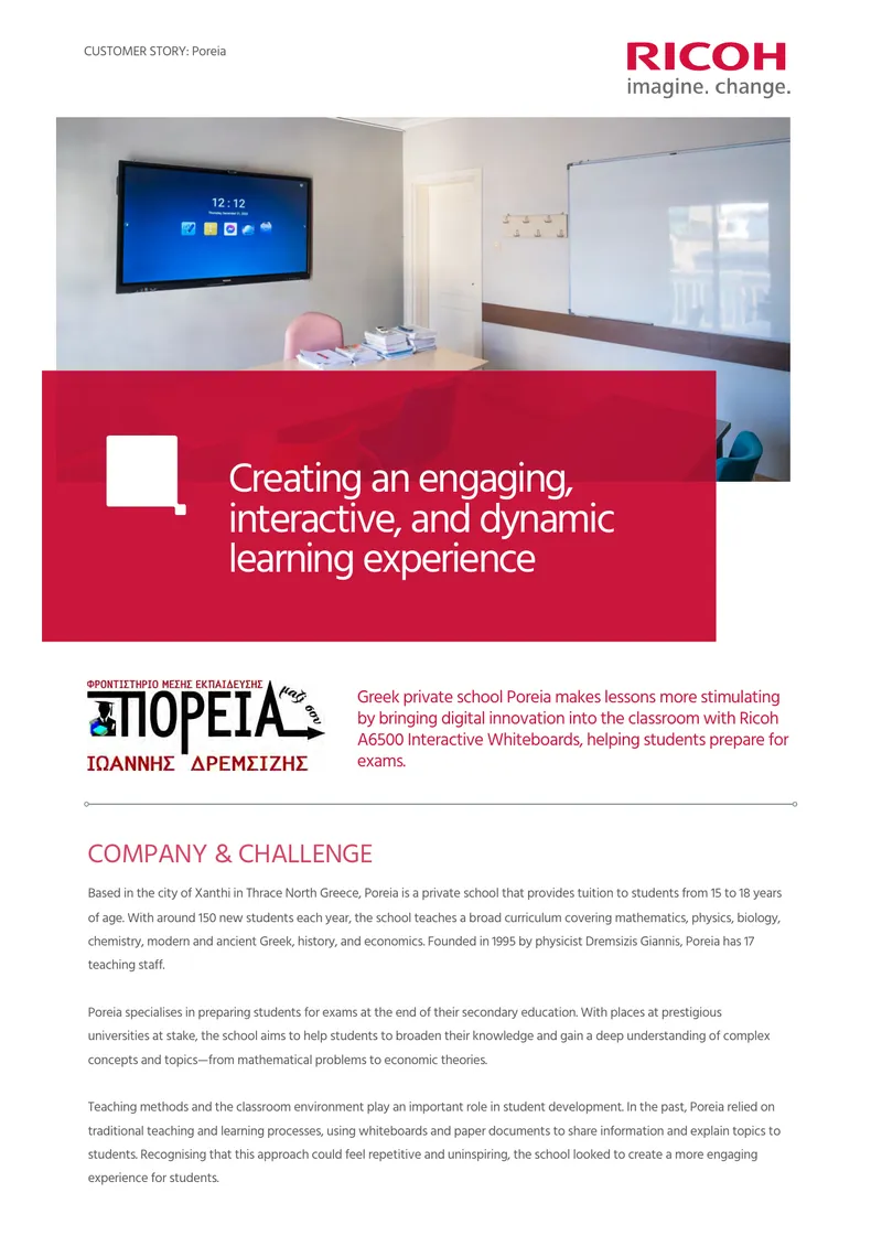 Digital Innovation in Classroom Learning at Poreia