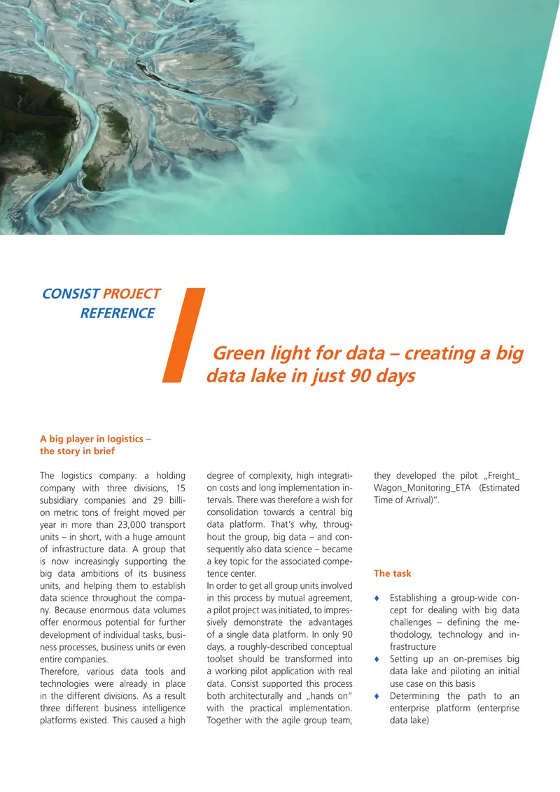 Big Data Lake Implementation in Logistics