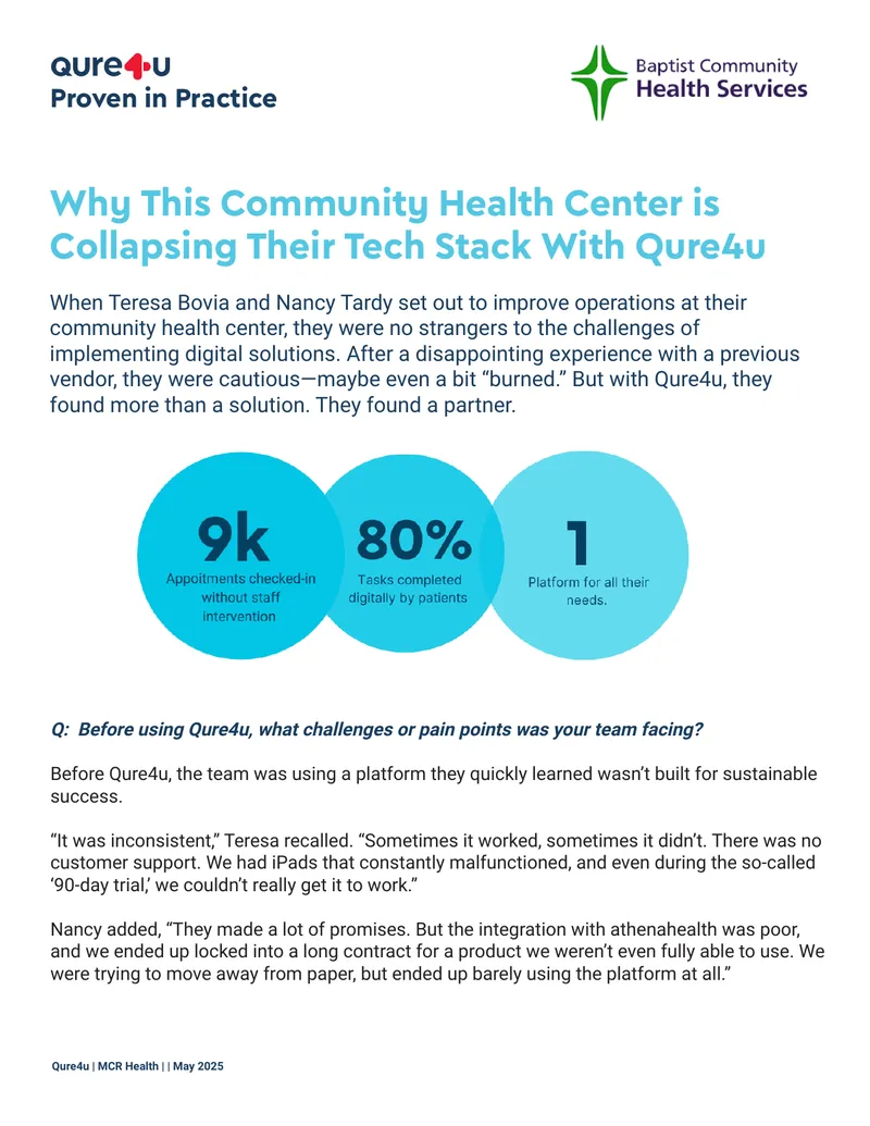 Community Health Center Technology Transition with Qure4u