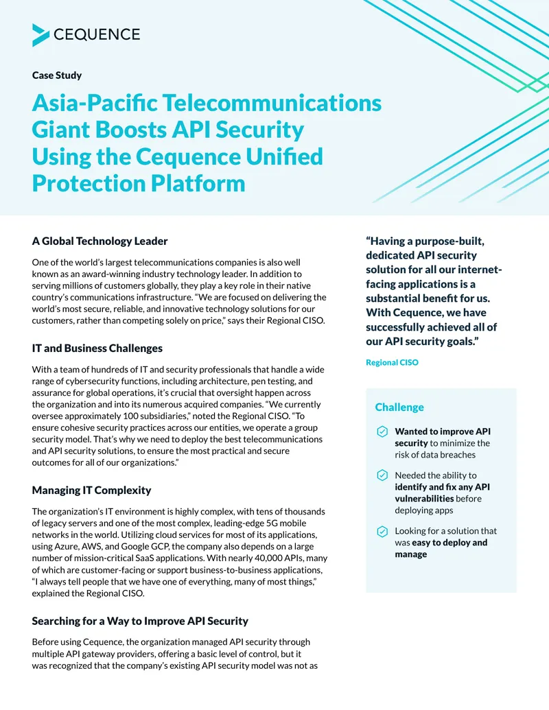 Asia-Pacific Telecommunications Giant Boosts API Security