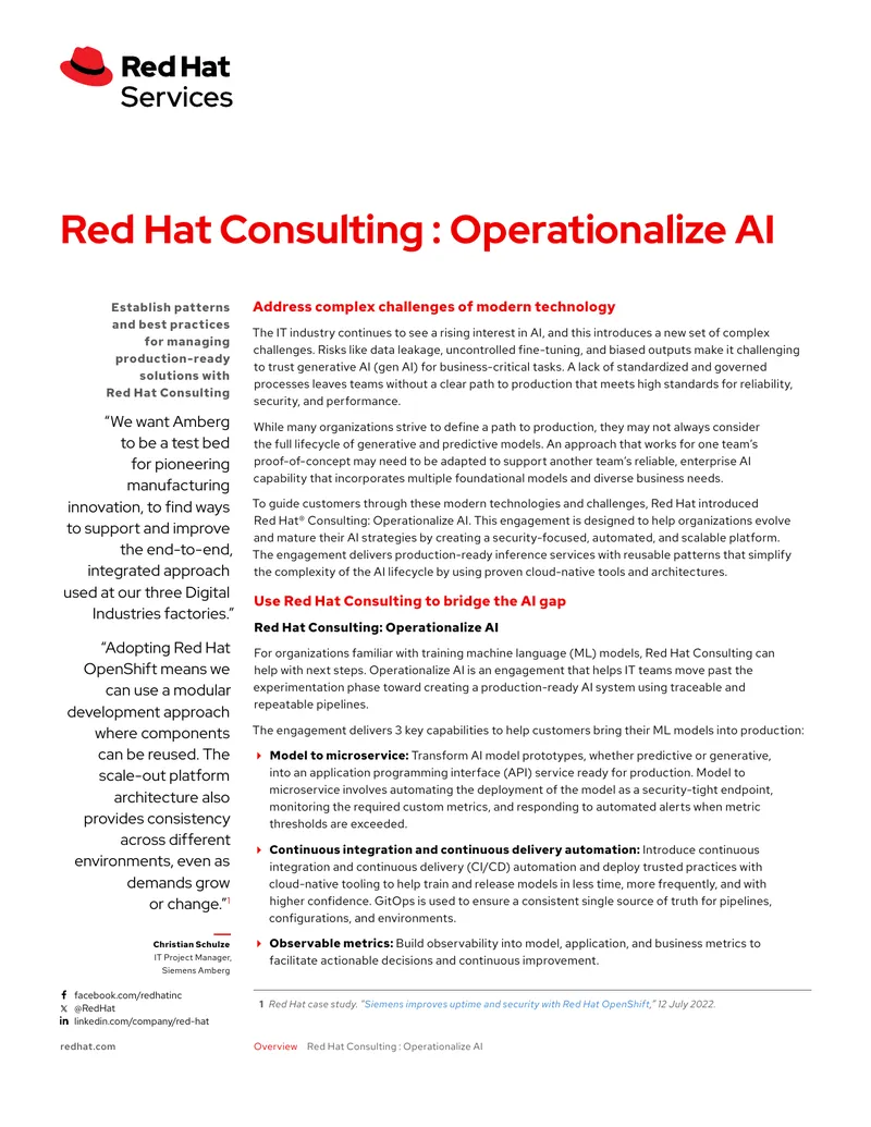 Red Hat Consulting Operationalize AI Engagement Guide