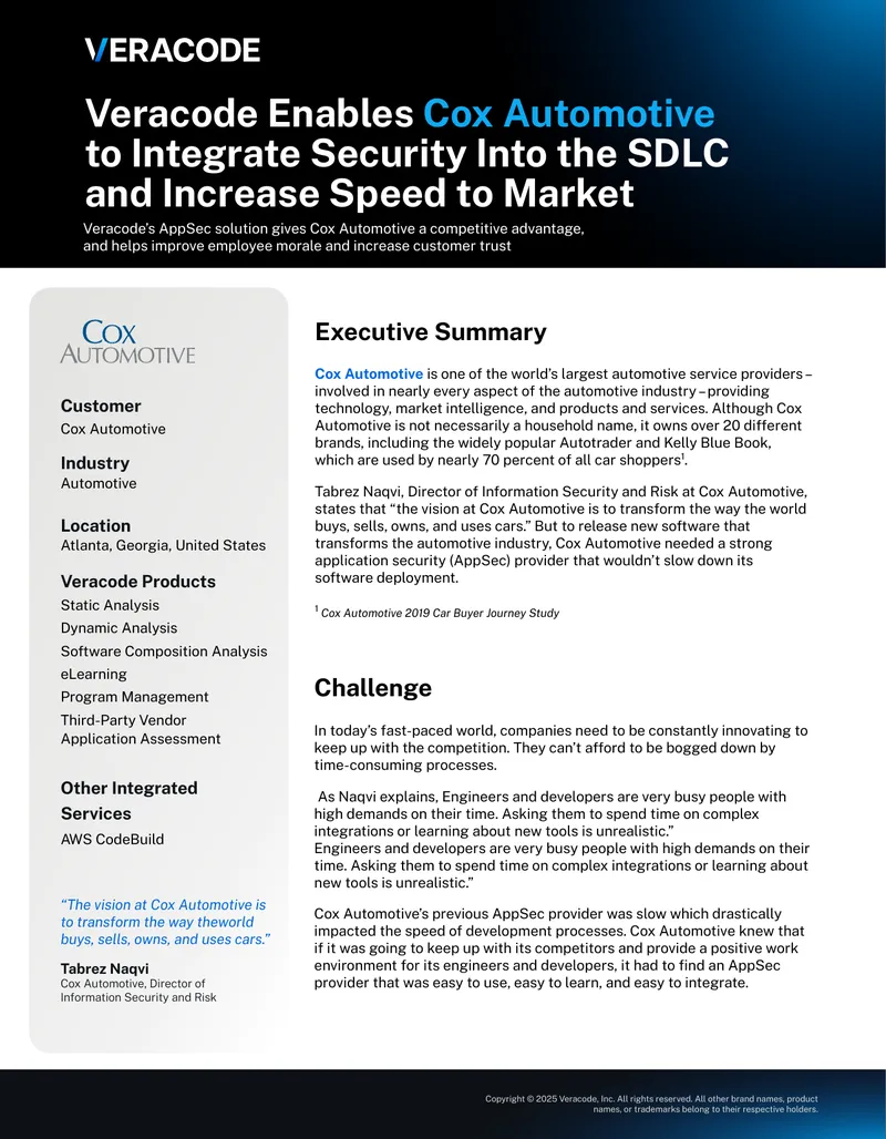 Cox Automotive Application Security Integration Case Study