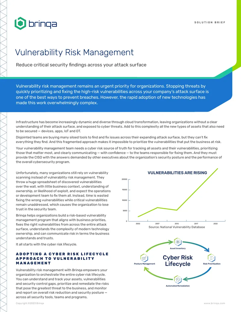 Vulnerability Risk Management Solution Brief