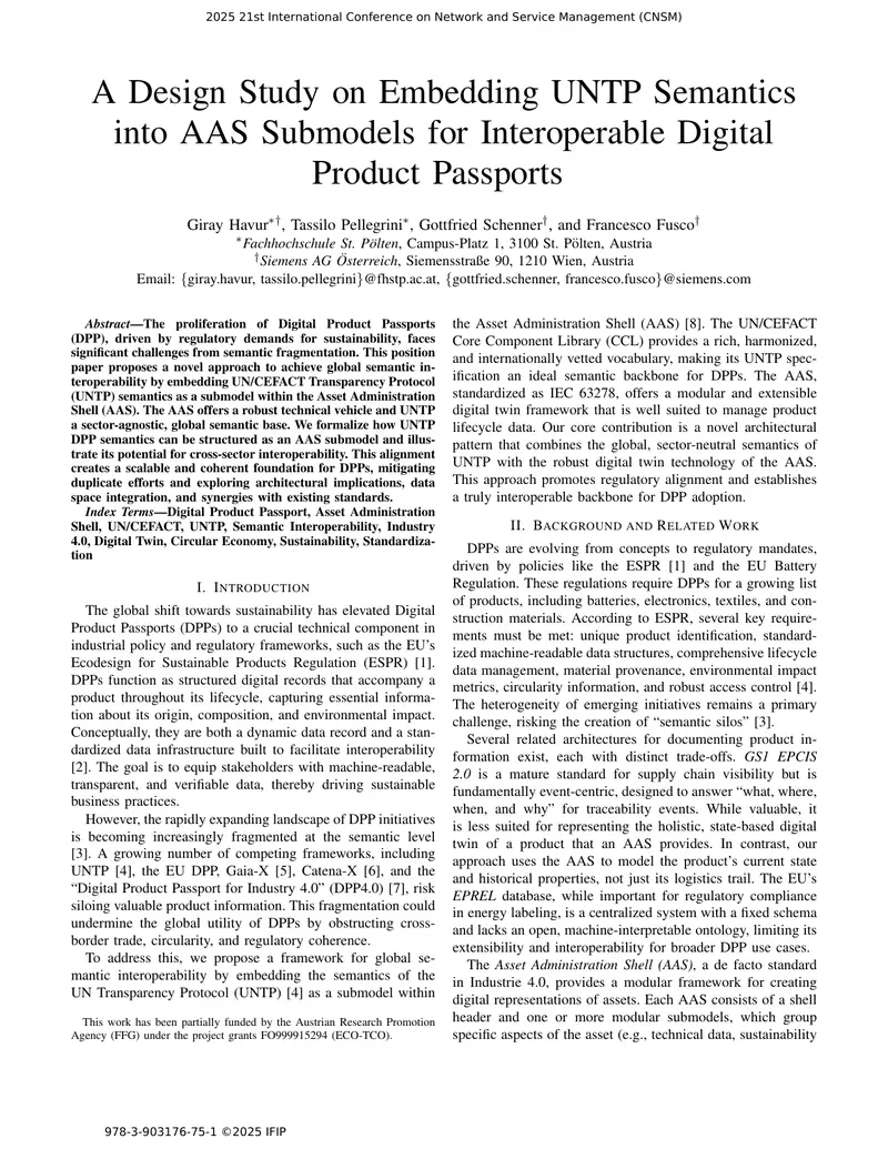 Embedding UNTP Semantics into AAS Submodels for DPPs