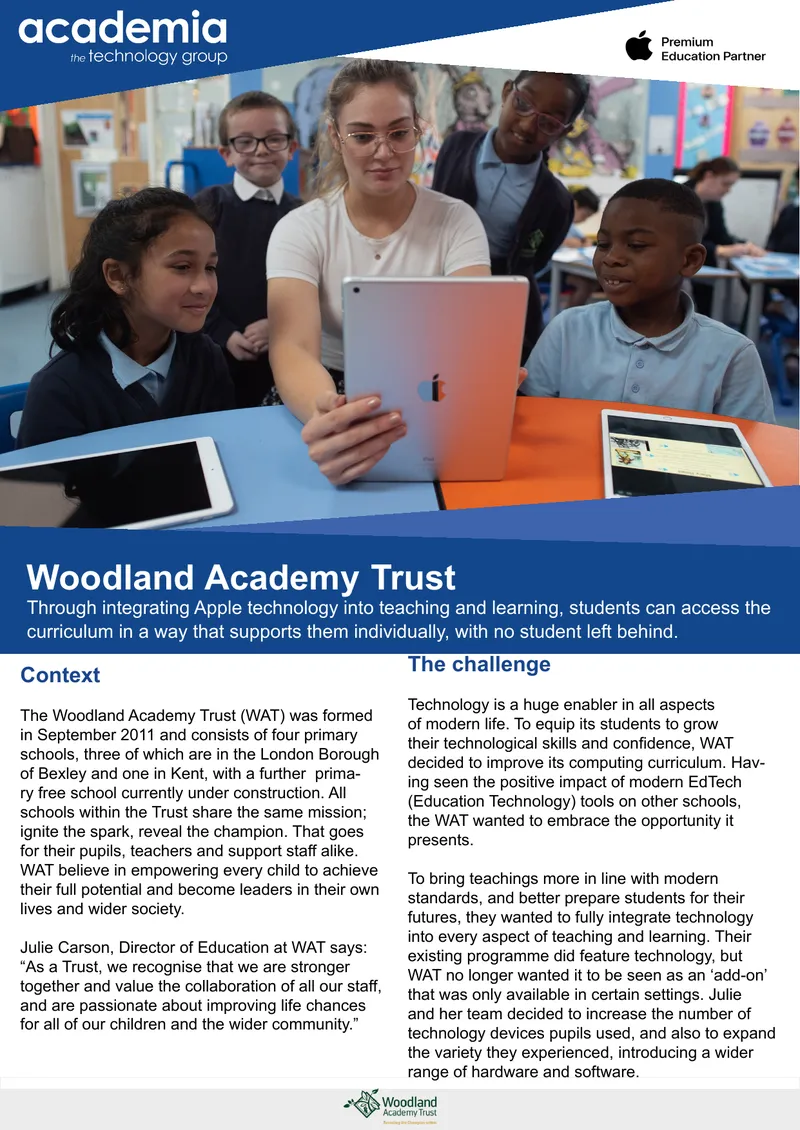 Integration of Apple Technology in Woodland Academy Trust