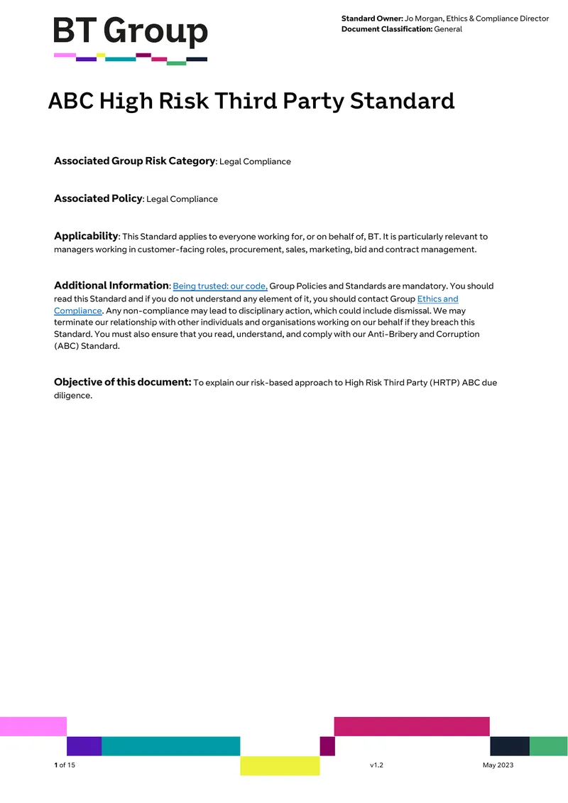 ABC High Risk Third Party Standard