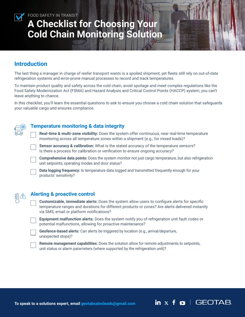 Checklist for Choosing Cold Chain Monitoring Solutions