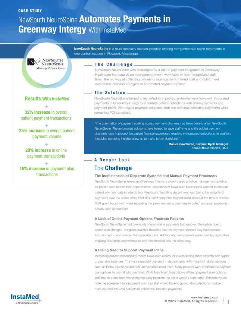 Automation of Payment Posting at NewSouth NeuroSpine