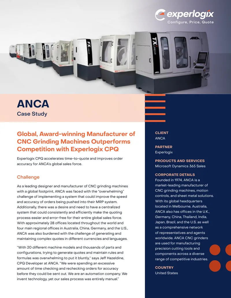 ANCA Case Study on Experlogix CPQ Implementation preview page 1