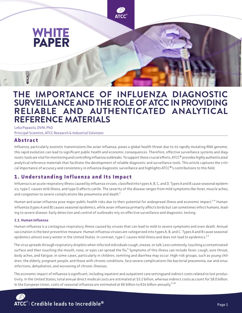 Influenza Diagnostic Surveillance and ATCC Contributions