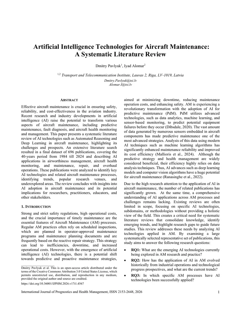 Artificial Intelligence Technologies for Aircraft Maintenance