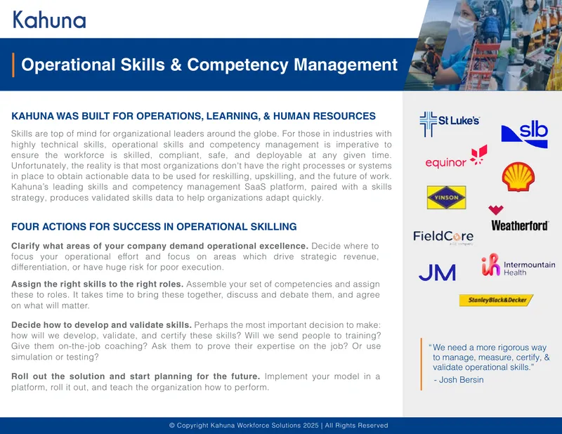 Operational Skills and Competency Management Framework
