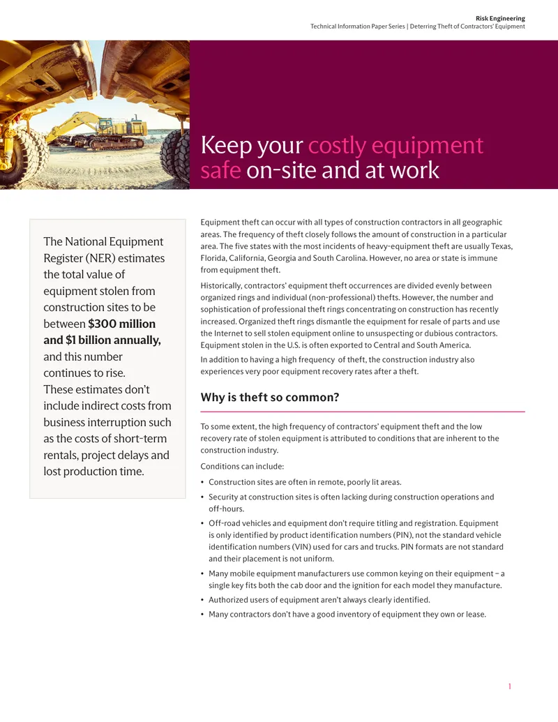 Deterring Theft of Contractors’ Equipment