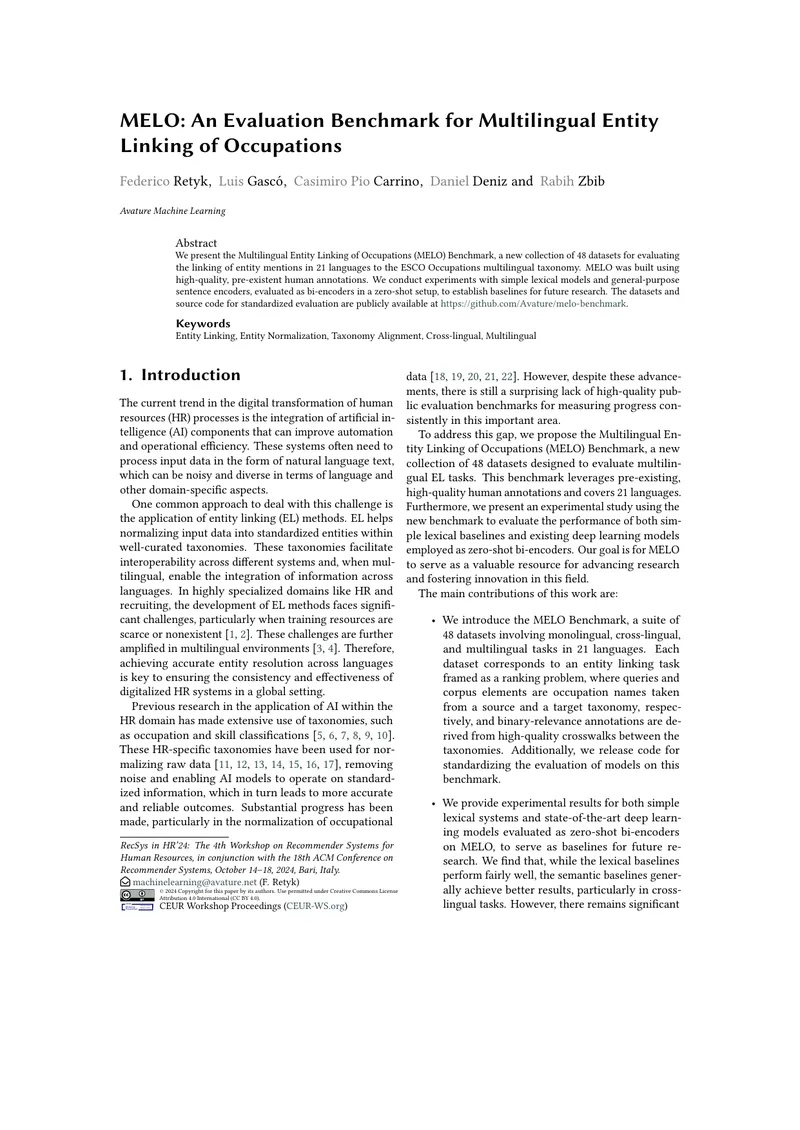 Multilingual Entity Linking Benchmark for Occupations