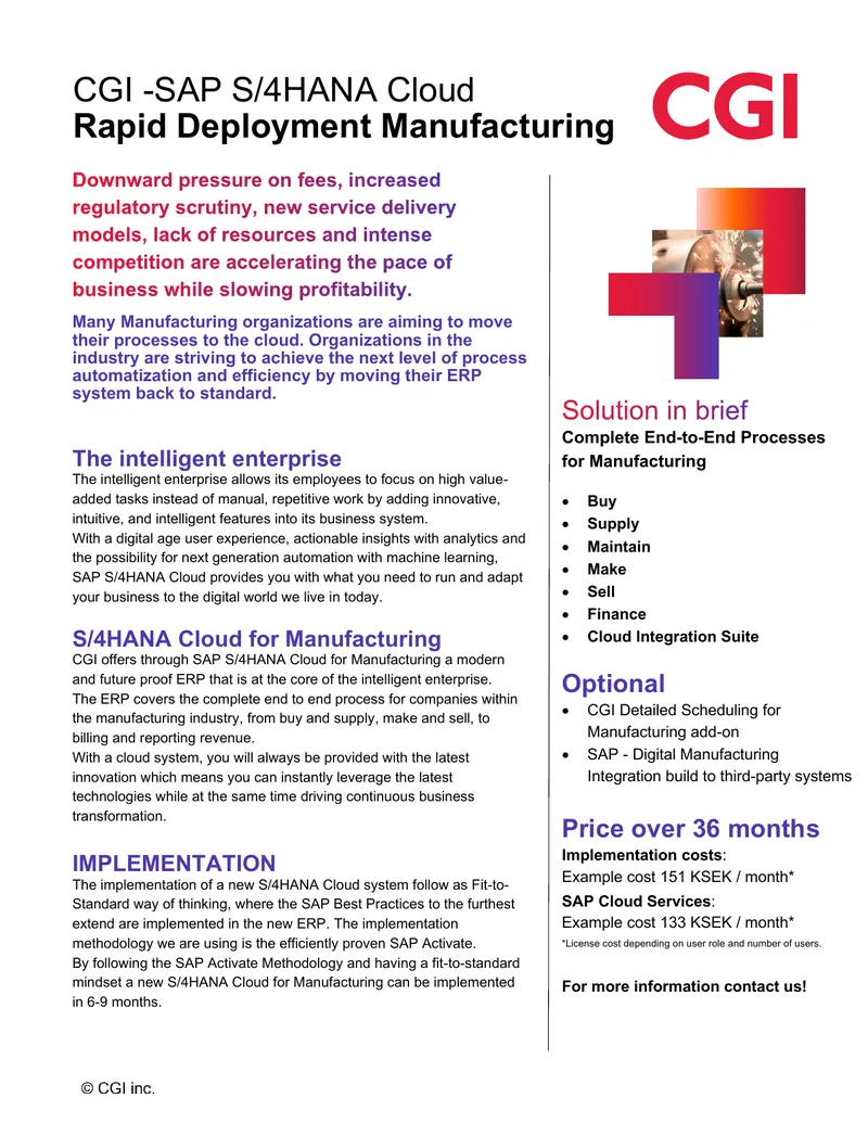 Complete End-to-End Processes for Manufacturing