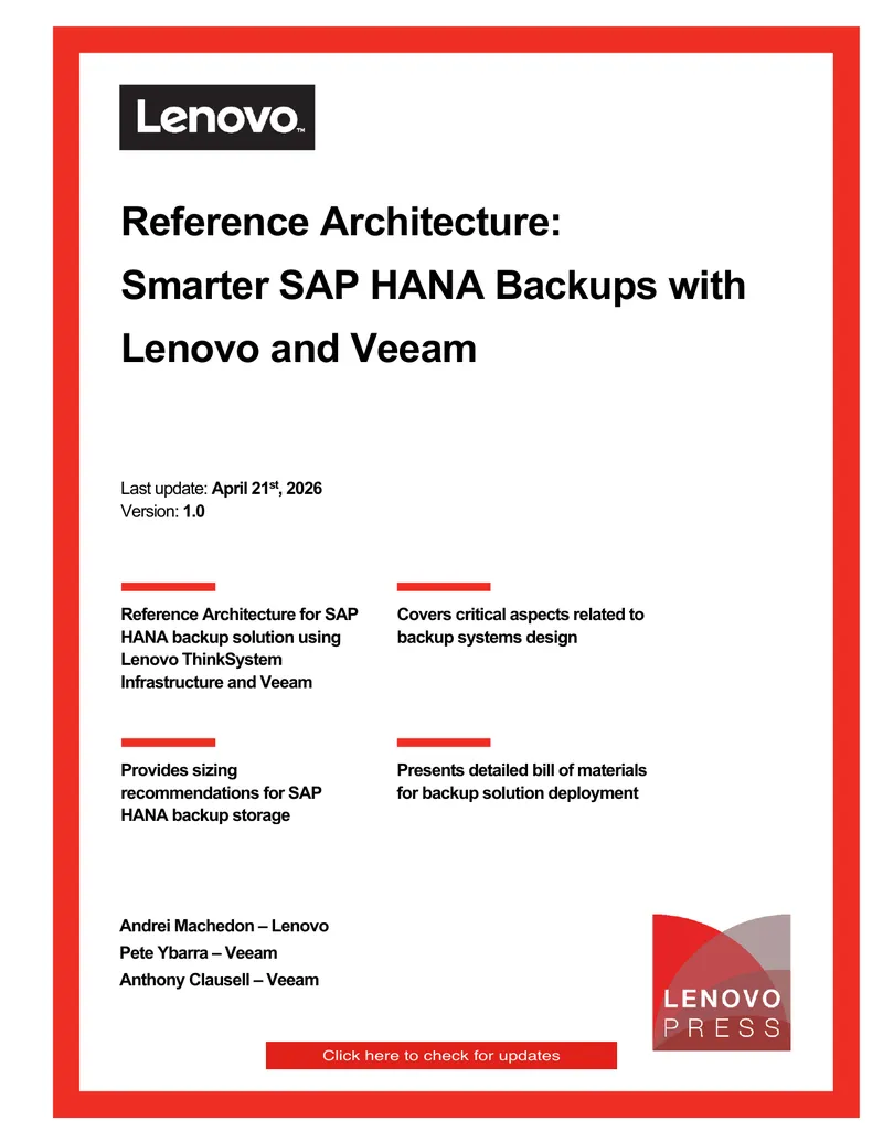 Reference Architecture for SAP HANA Backup Solutions