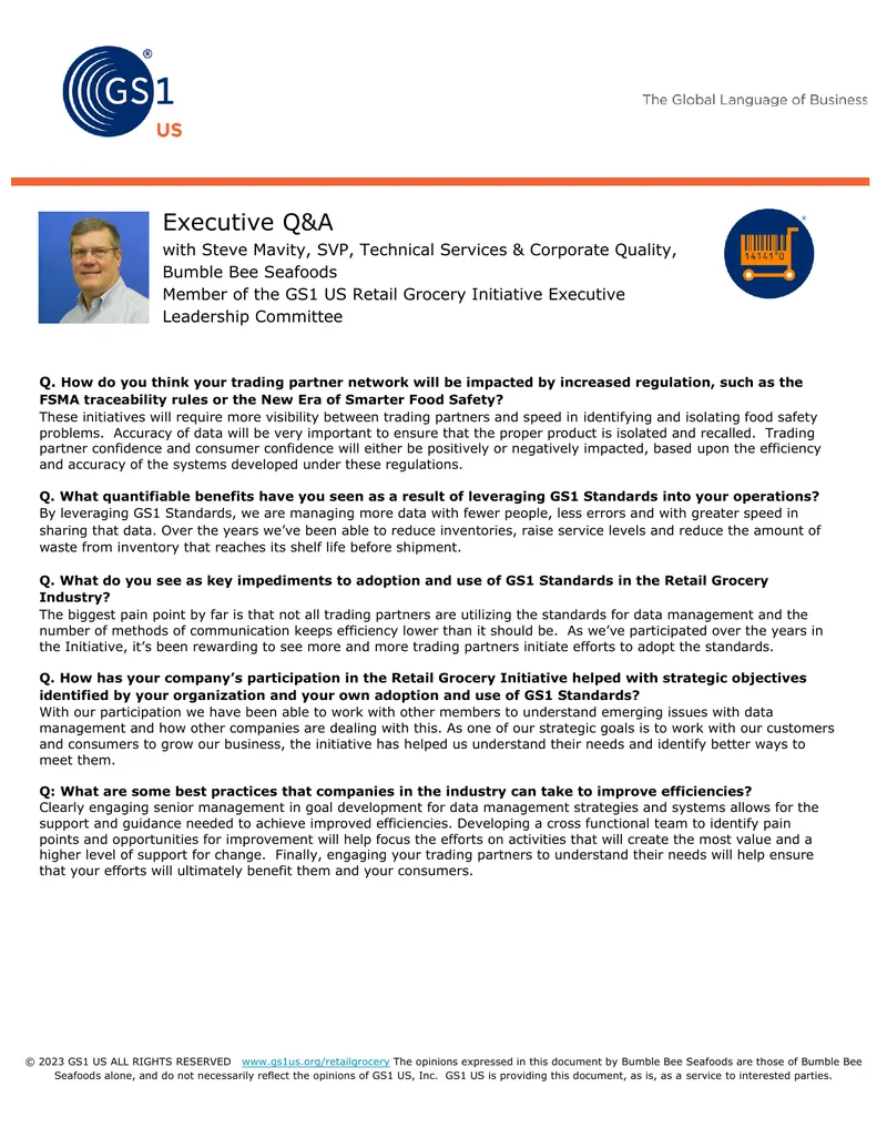 Executive Q&A with Bumble Bee Seafoods
