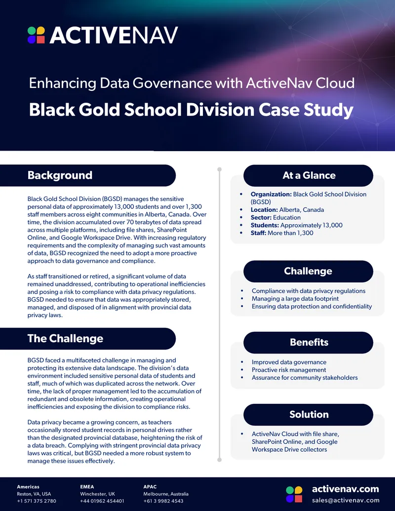 Black Gold School Division Data Governance Case Study
