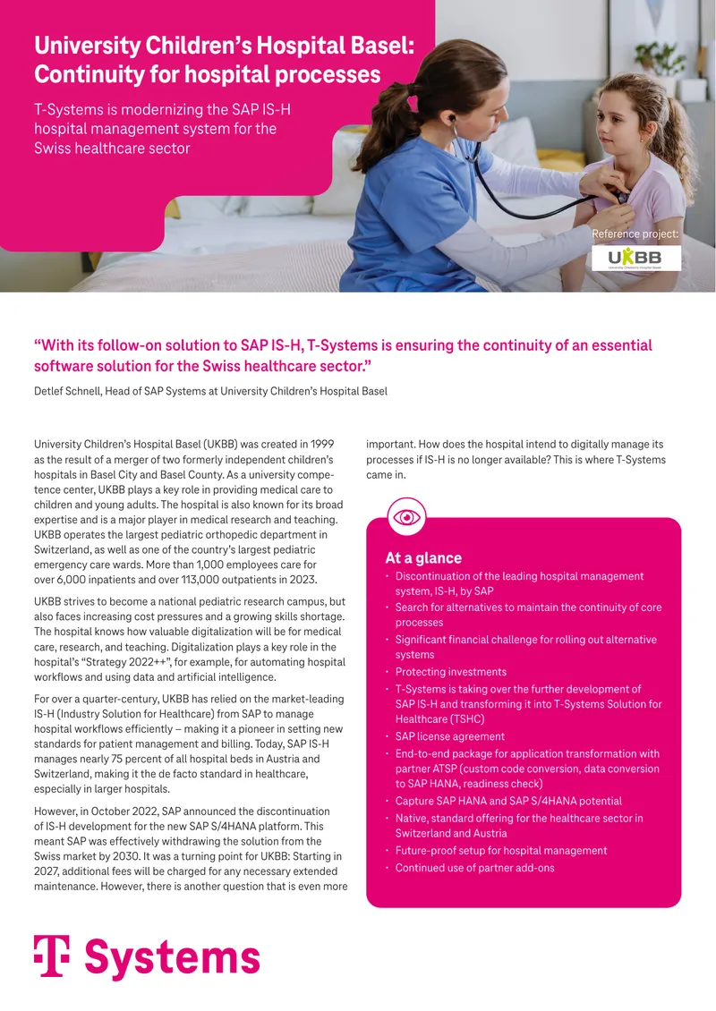 T-Systems Solution for Healthcare Development Overview