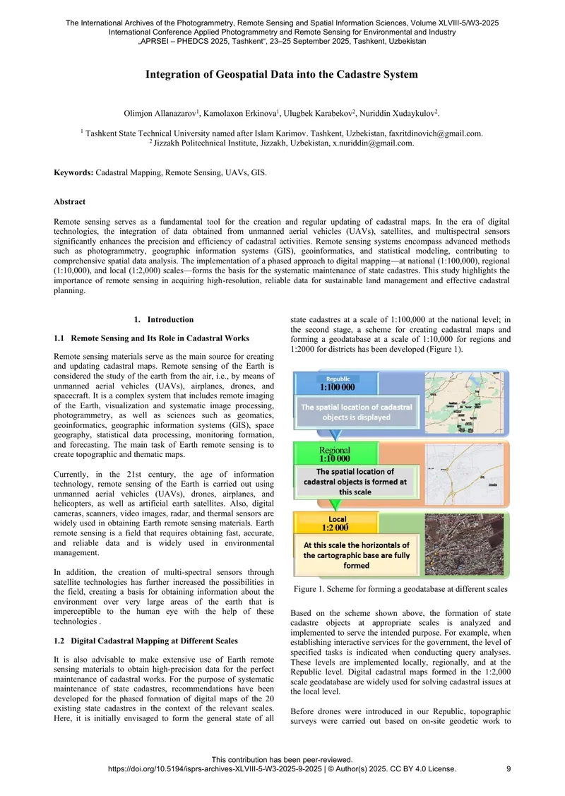 Integration of Geospatial Data into the Cadastre System