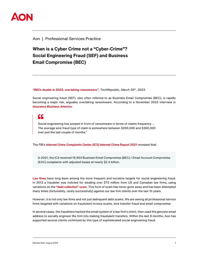 Social Engineering Fraud and Business Email Compromise Overview