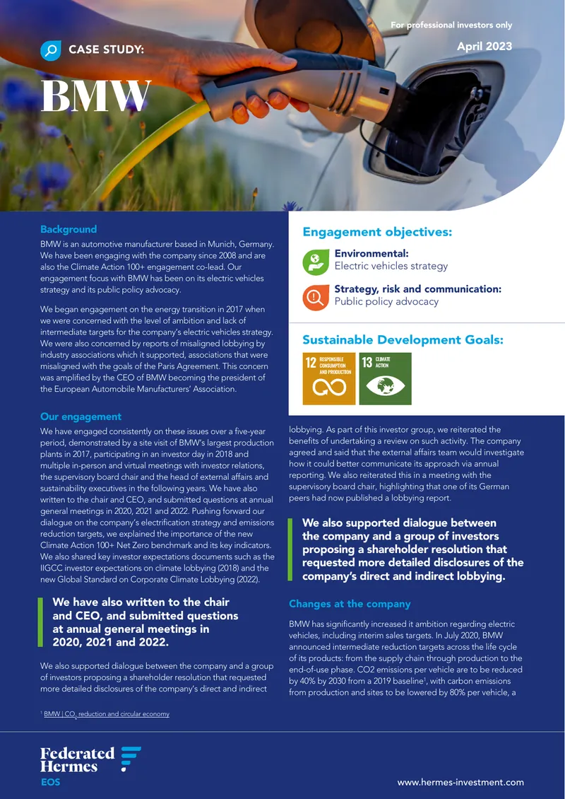 BMW Electric Vehicles Strategy Engagement Case Study