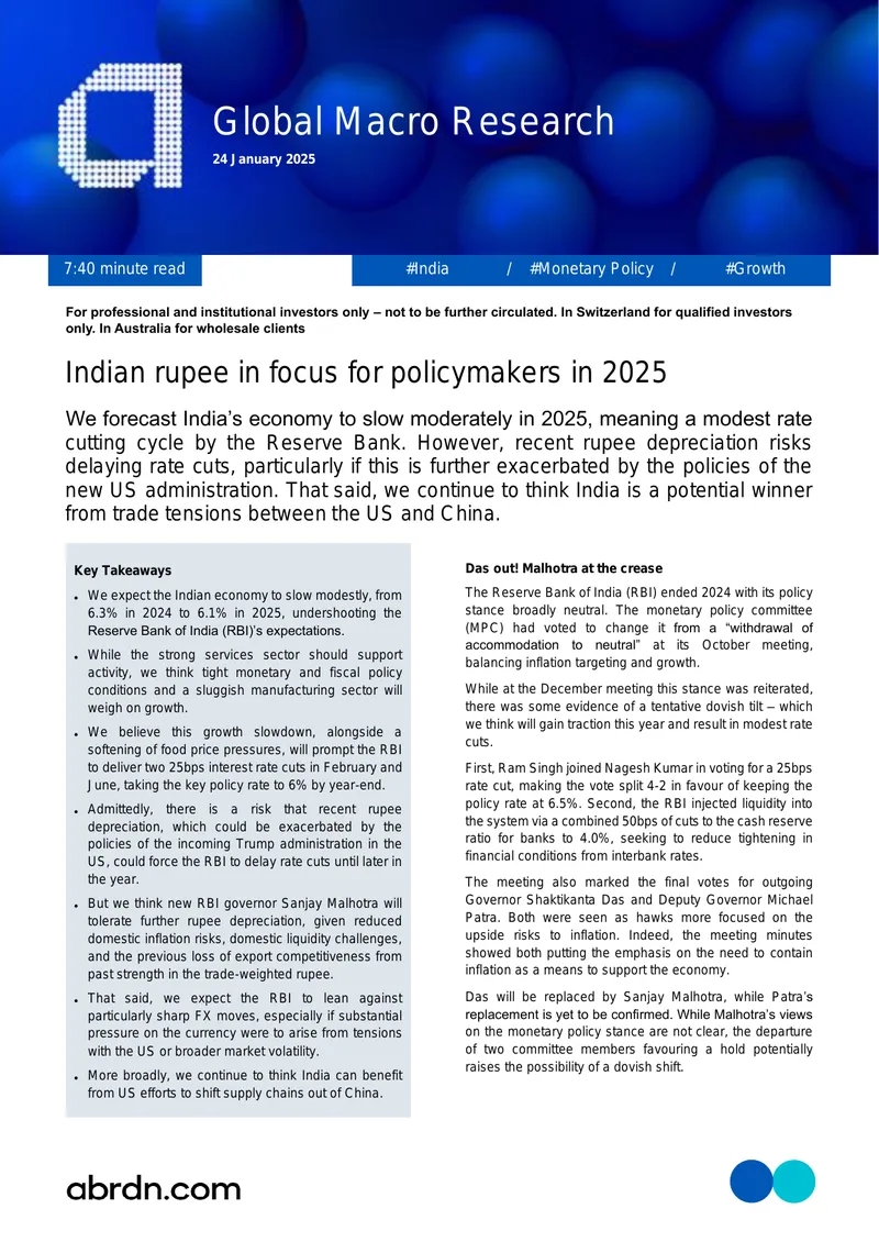 Indian Economic Outlook and Monetary Policy for 2025