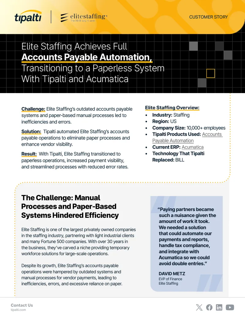 Elite Staffing Accounts Payable Automation Case Study
