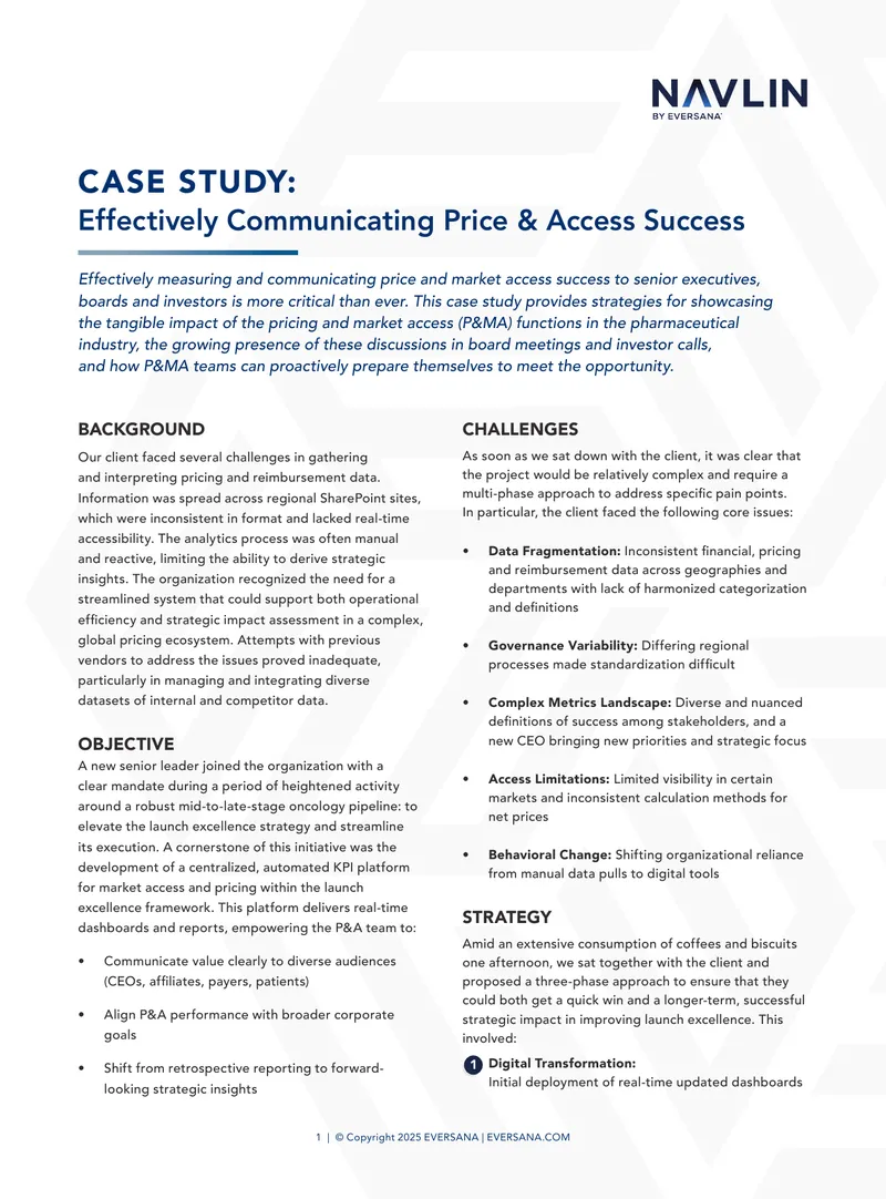 Case Study on Pricing and Market Access Success