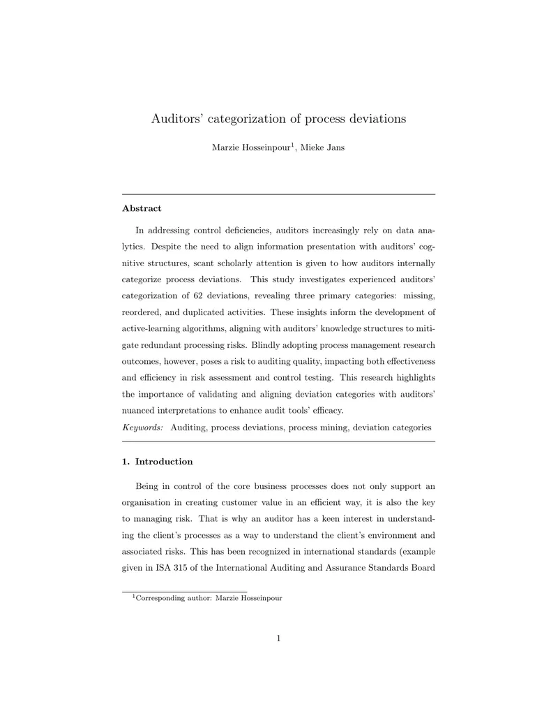Auditors’ Categorization of Process Deviations