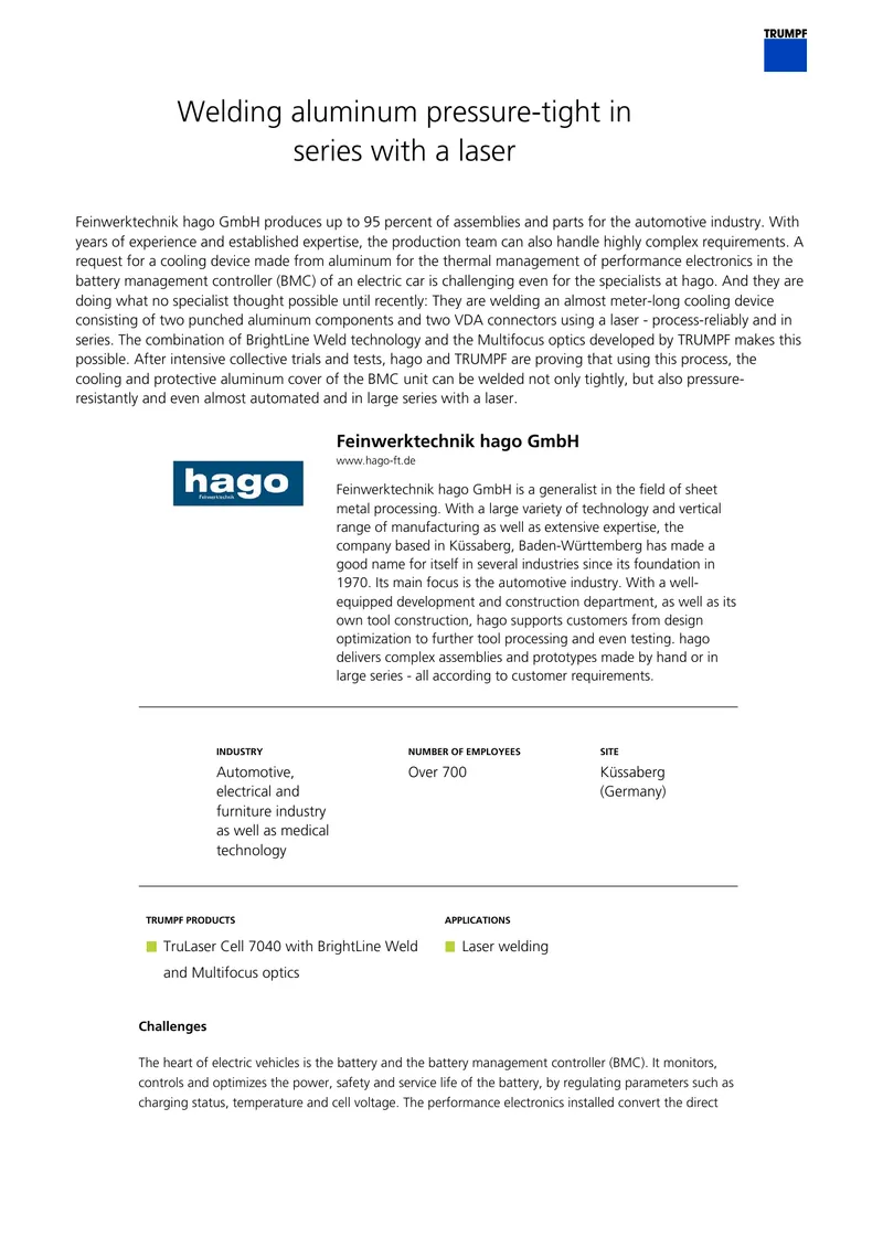 Laser Welding Solutions for Automotive Cooling Devices preview page 1