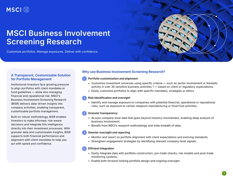 MSCI Business Involvement Screening Research Overview