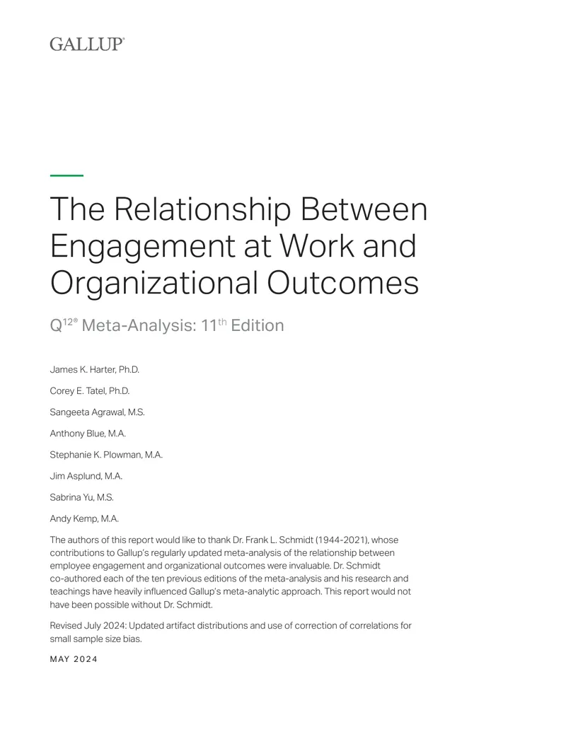 Meta-Analysis of Employee Engagement and Organizational Performance