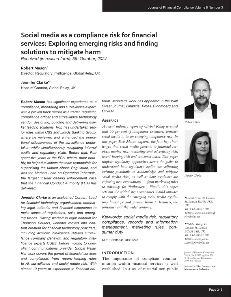 Social Media Compliance Risks in Financial Services