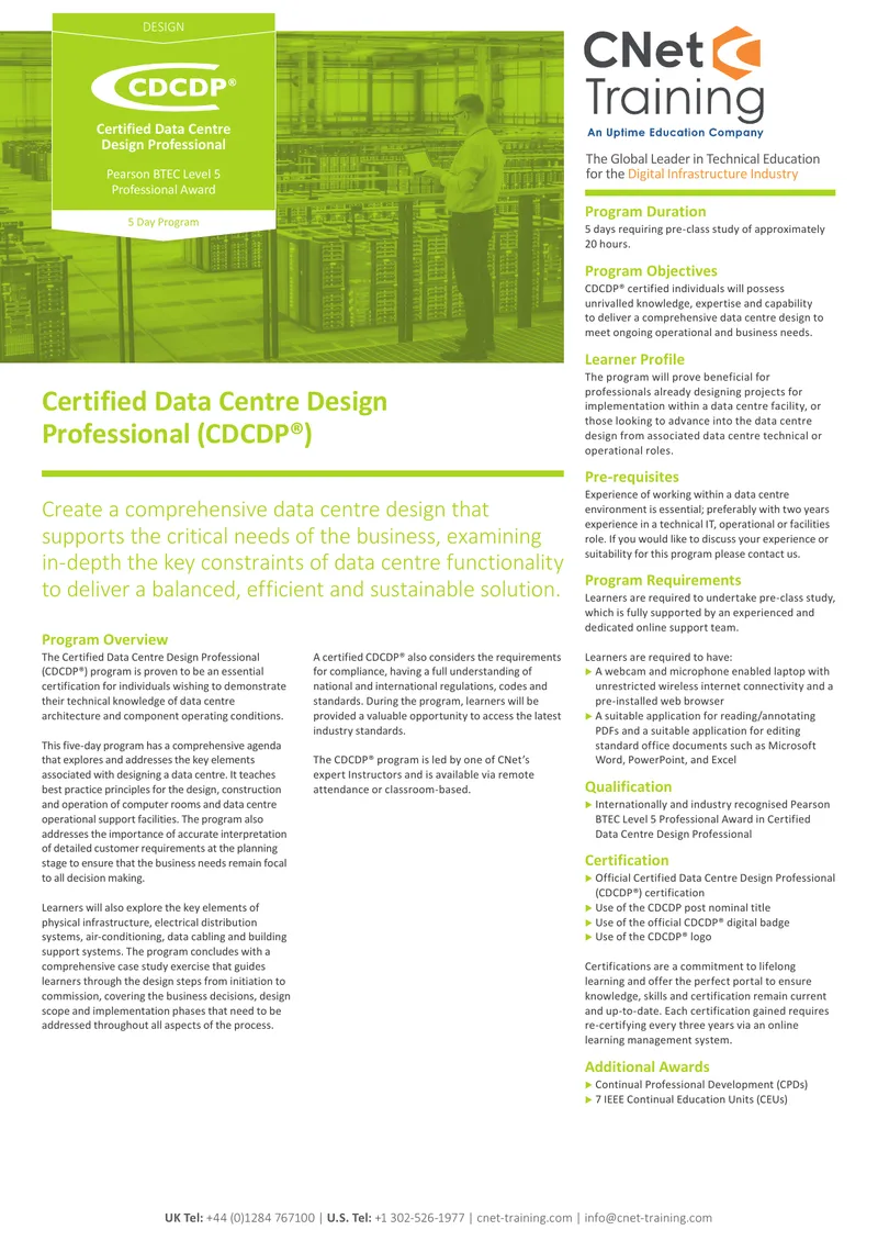 Certified Data Centre Design Professional Program Overview