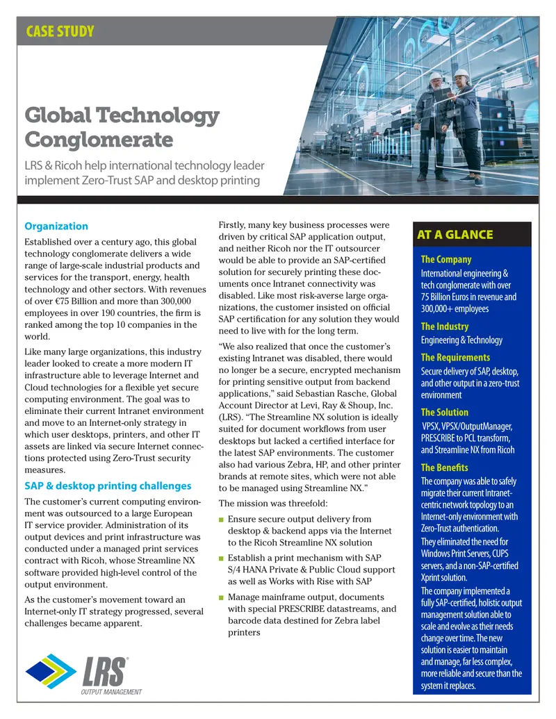 Zero-Trust SAP and Desktop Printing Implementation Case Study