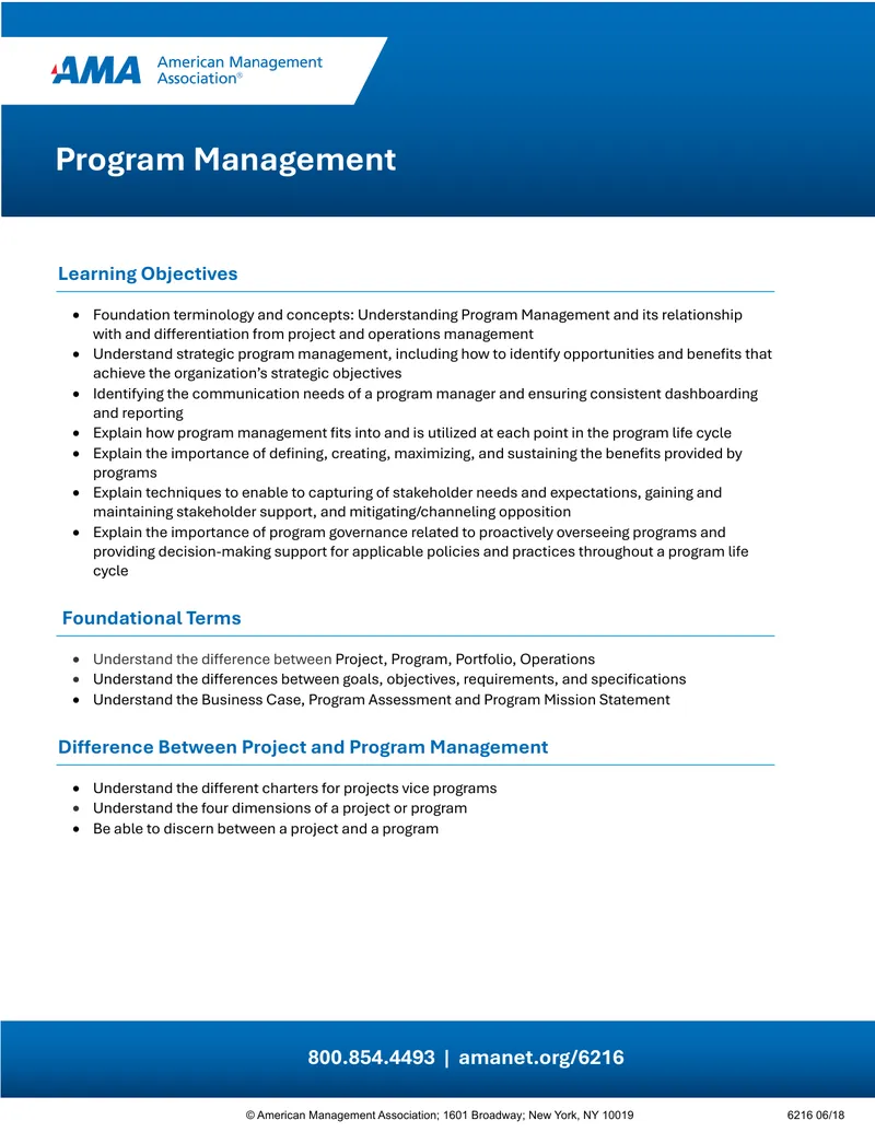 Program Management Framework and Concepts