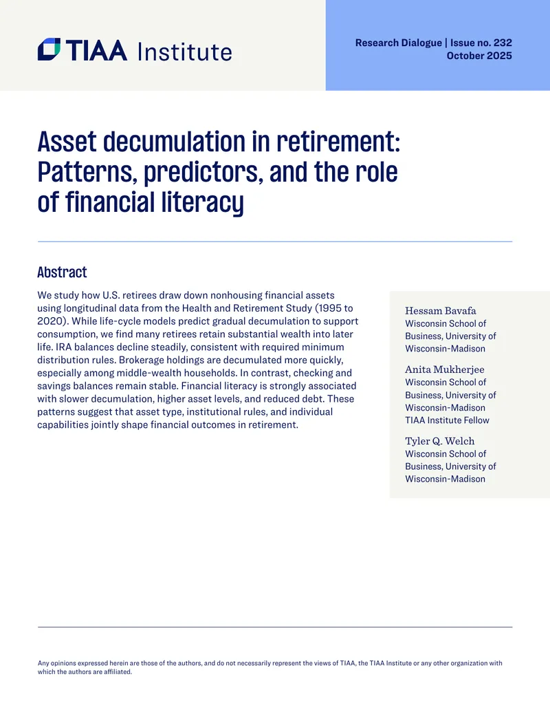 Asset Decumulation Patterns Among U.S. Retirees