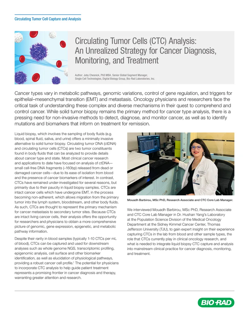 Circulating Tumor Cell Capture and Analysis Techniques
