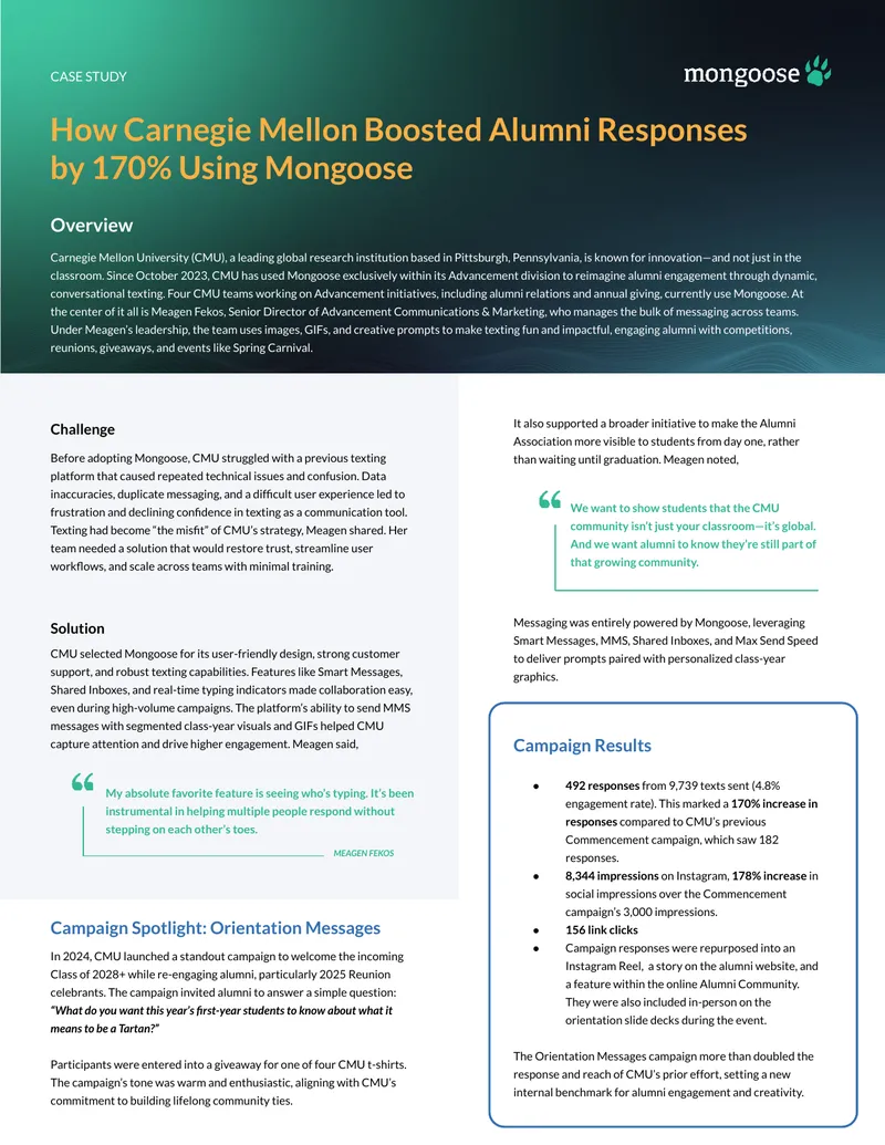 Carnegie Mellon University Alumni Engagement Case Study