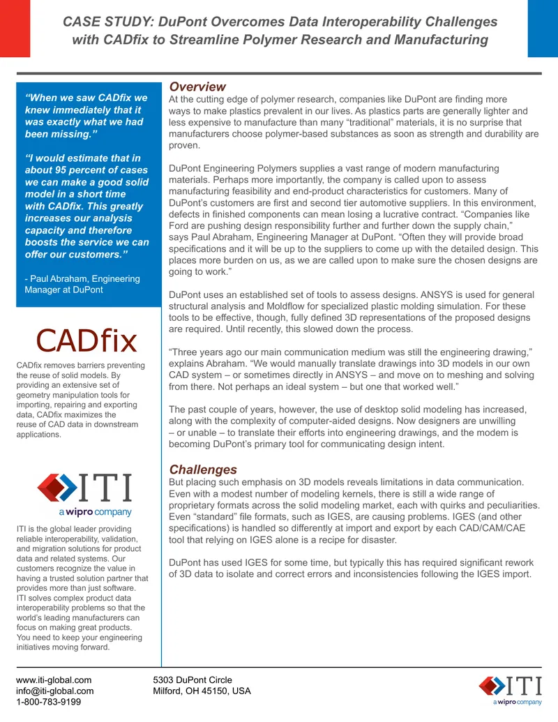 DuPont's Data Interoperability Solutions with CADfix
