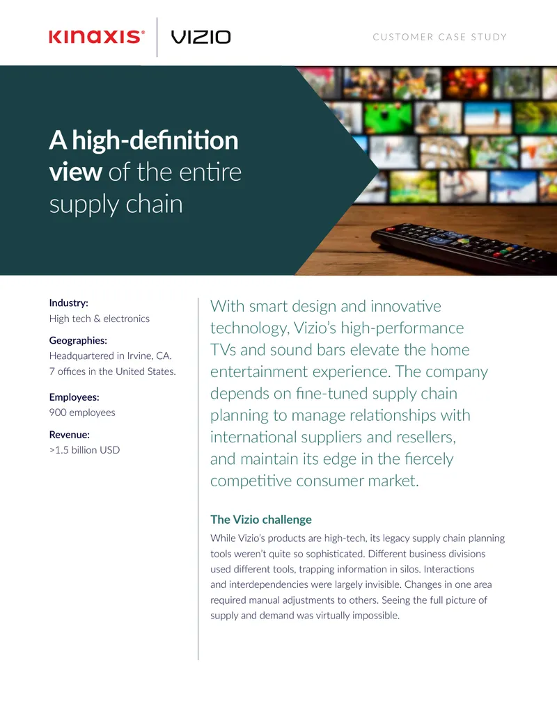 Vizio Supply Chain Planning Case Study