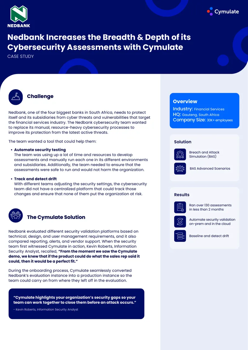 Nedbank Cybersecurity Assessment Enhancement Case Study
