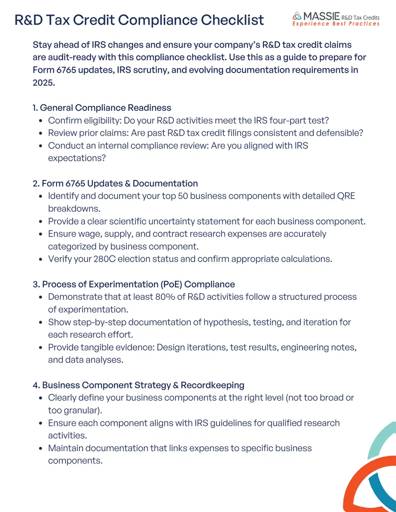 R&D Tax Credit Compliance Checklist